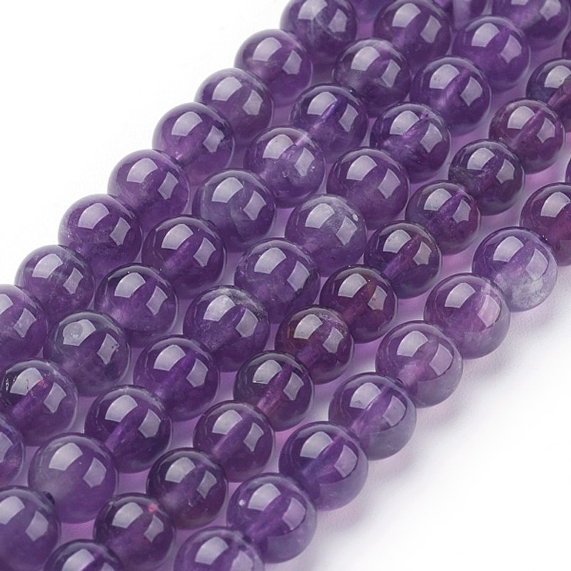 Fils de perles d'améthyste naturel, rond 6mm, 32pcs, 7.6 pouces — Perles à bijoux