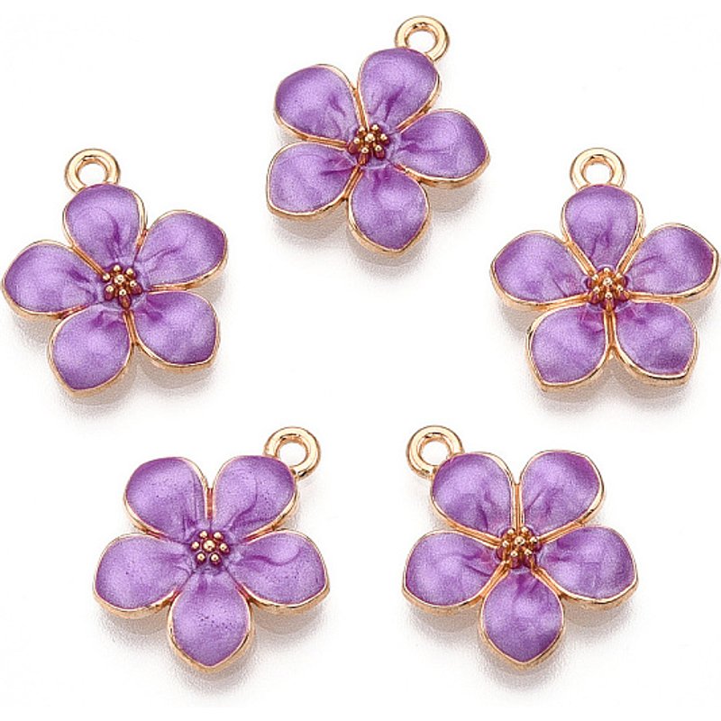 Pendentif en Émail d'Alliage de Zinc, Fleur, Orchidée Dorée, 16.5x14.5mm — Breloques et pendentifs