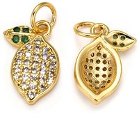 Charms en Zircon Cubique Micro Pave en Laiton avec Anneaux - Citron