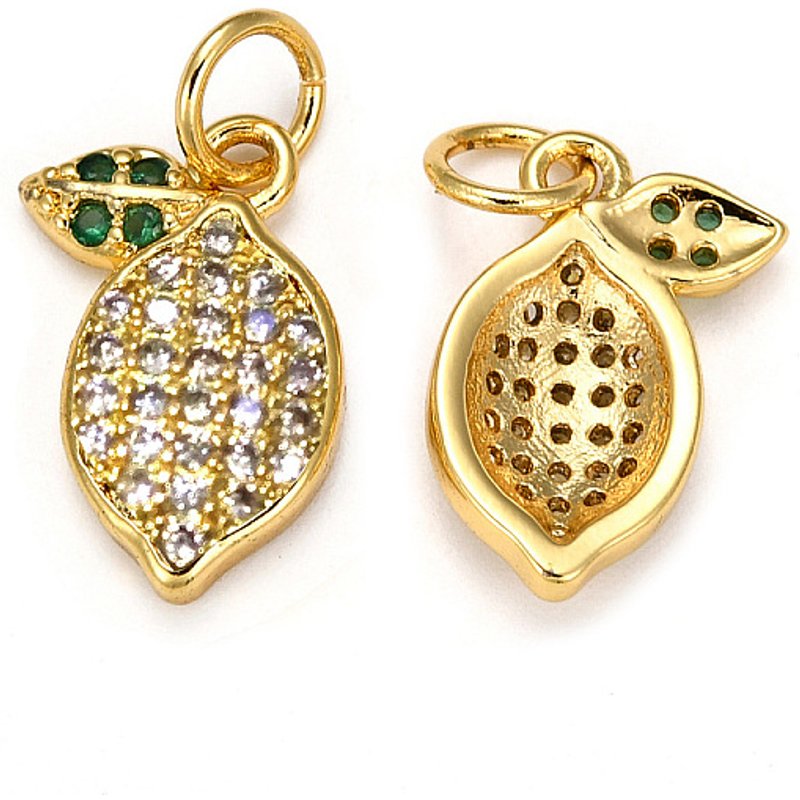 Charms en Zircon Cubique Micro Pave en Laiton avec Anneaux - Citron — Breloques et pendentifs
