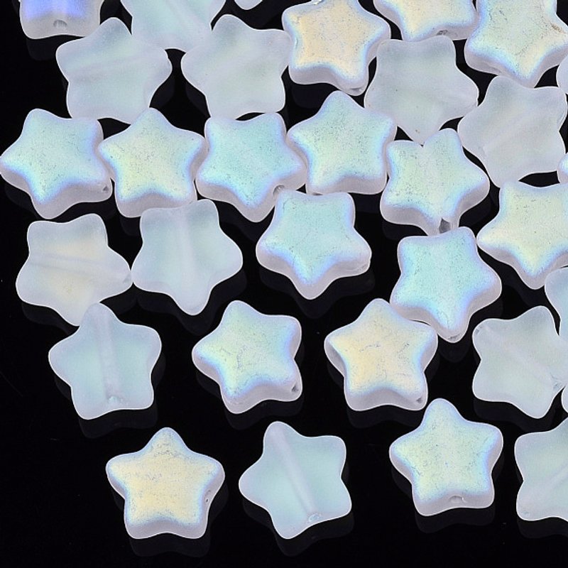 Perles en verre électroplaquées, étoile givrée, AB clair, 8x8x4mm — Perles à bijoux