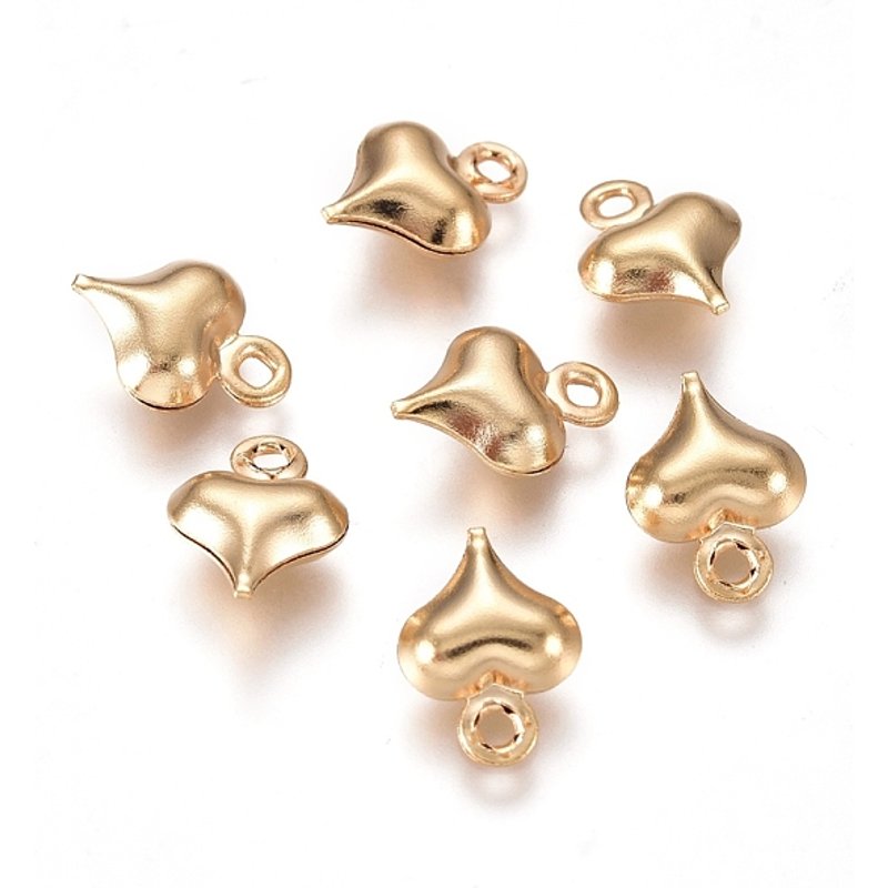Charm en Acier Inoxydable Doré en Forme de Cœur avec Trou de 1mm — Breloques et pendentifs