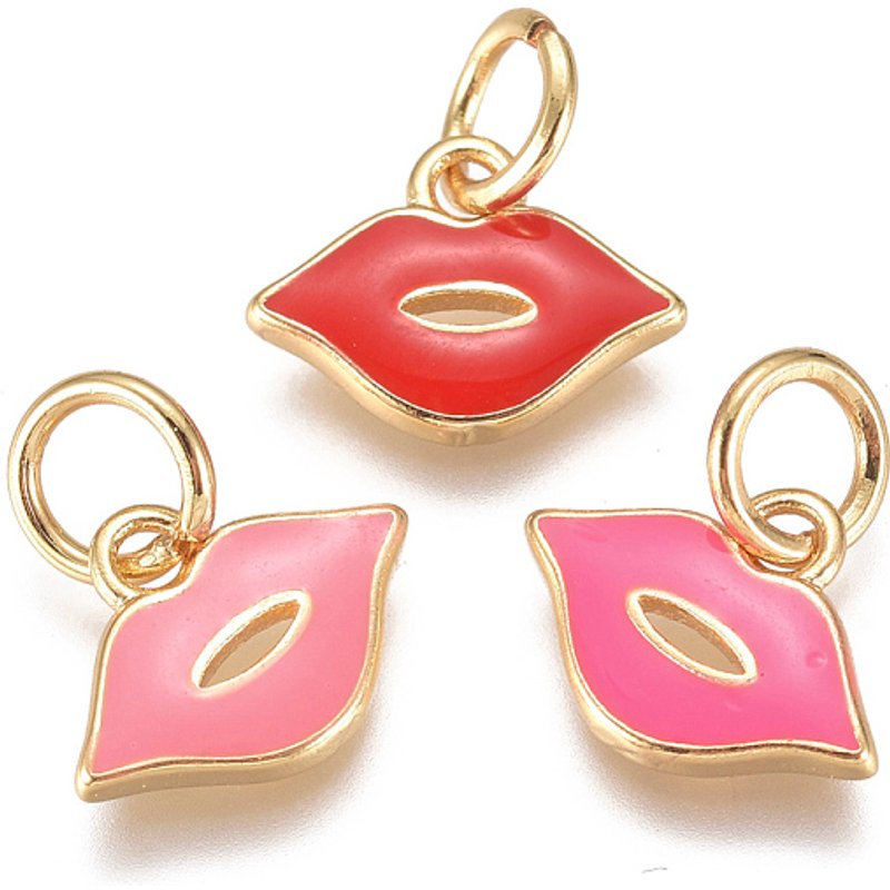 18K Gold Plated Brass Enamel Makeup Charms - Mixed Color — Charms & Pendants