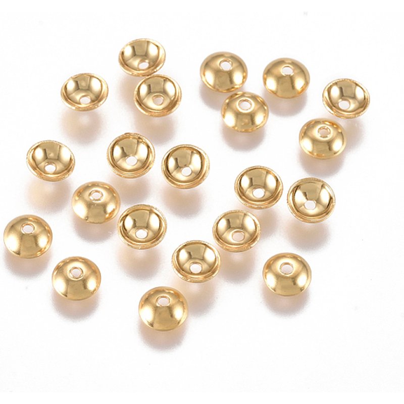 Capsules de Perles en Acier Inoxydable 304, Apétales, Dorées, 4x1.2mm — Perles à bijoux