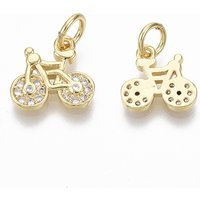 Brass Micro Pave Clear Cubic Zirconia Bike Charm with Jump Ring — Charms & Pendants