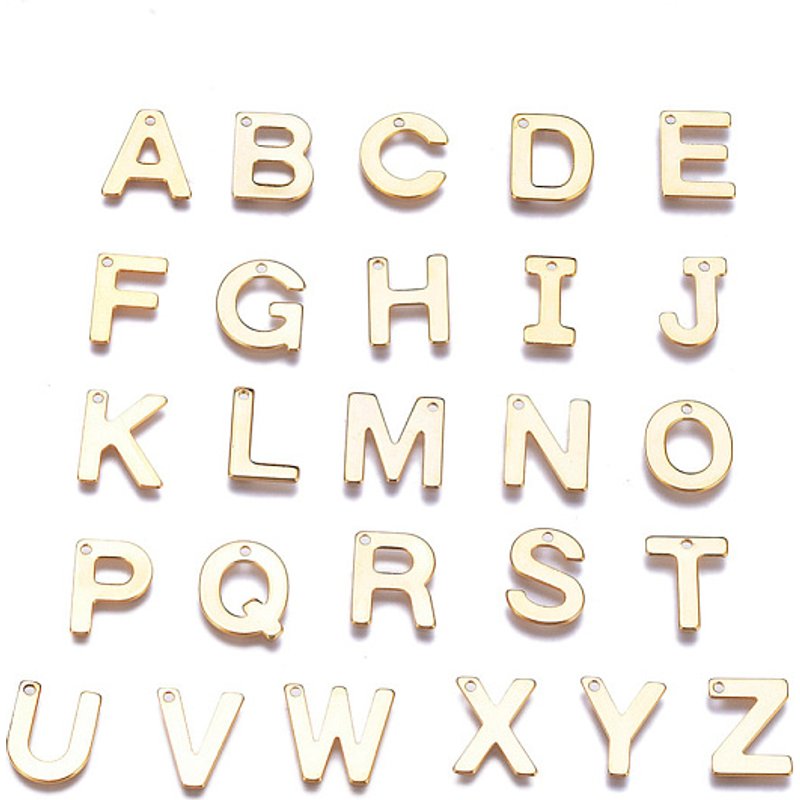 Ensemble de Charms en Acier Inoxydable A-Z, Doré, 26pcs — Breloques et pendentifs
