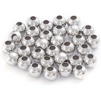 Perles rondes creuses en acier inoxydable 304, résistantes à l'oxydation, 200pcs — Perles à bijoux