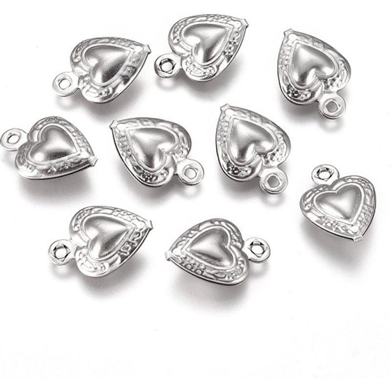 Charms en Acier Inoxydable 304 en Forme de Cœur, Résistants à l'Oxyde, 12x9x3mm — Breloques et pendentifs