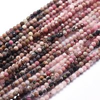 Brins de perles de rhodonite naturelle, rondes facettées, 3mm, 153pcs — Perles à bijoux