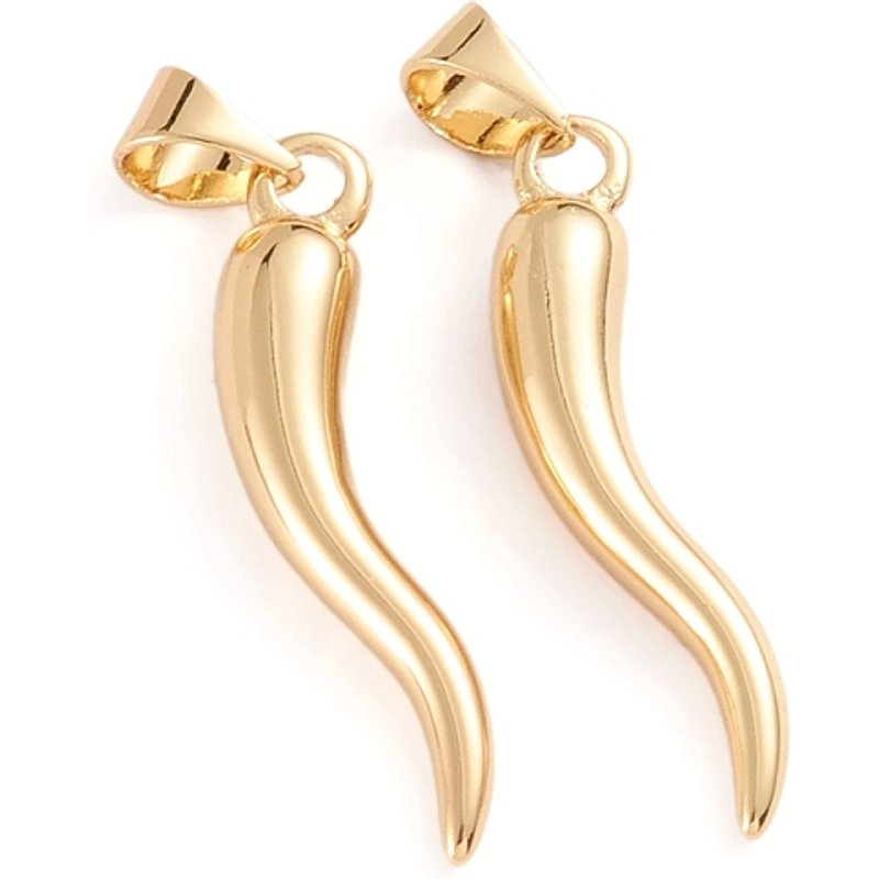 Pendentifs en laiton, Charms Corne d'Abondance/Corne Italienne, Plaqué or 18K — Breloques et pendentifs