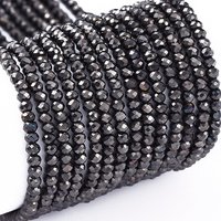 Brins de perles en verre électroplaqué, rondelles facettées, plaqué gunmetal — Perles à bijoux