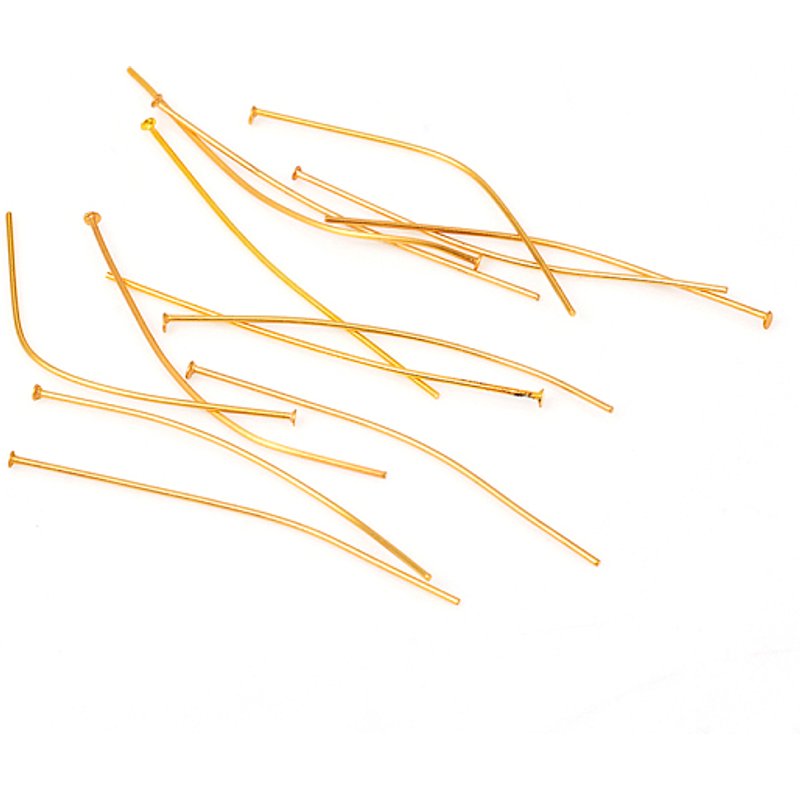 Épingles à tête plate en acier inoxydable 304, dorées, 40x0.6mm — Accessoires pour bijoux