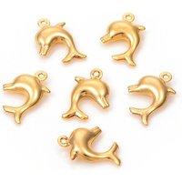 Charm en acier inoxydable 304, dauphin doré — Breloques et pendentifs