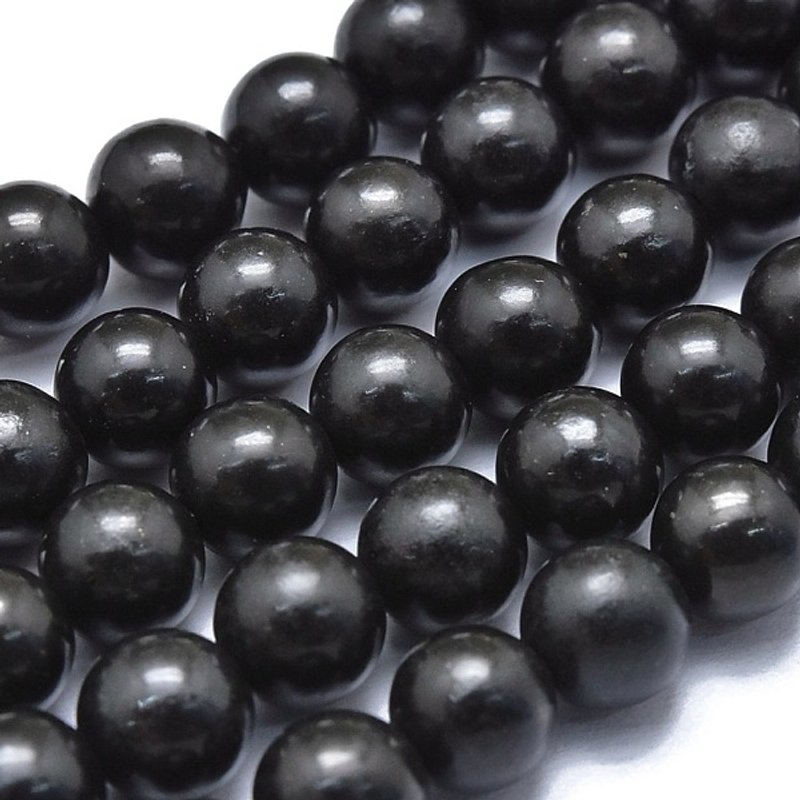 Brins de Perles de Shungite Naturelle, Rond, 8-8.5mm, 48pcs/Brin — Perles à bijoux