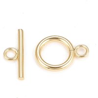 Brass Toggle Clasps, 18K Gold Plated, Ring and Bar Specifications