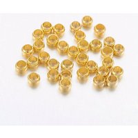 Perles à sertir en laiton, rondelle, dorées, 2x3mm, trou de 2mm — Perles à bijoux