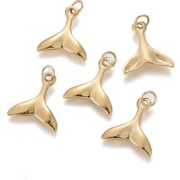 Charms en acier inoxydable 304 avec placage ionique, queue de baleine — Breloques et pendentifs