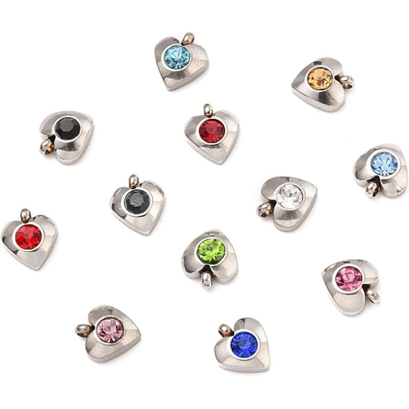 Breloques en Acier Inoxydable 304 en Forme de Coeur avec Rhinestones Acryliques — Breloques et pendentifs