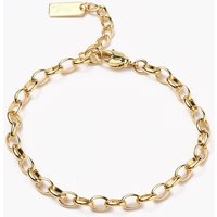 Brass Cable Chain Bracelet with Lobster Claw Clasp - 18K Gold Plated