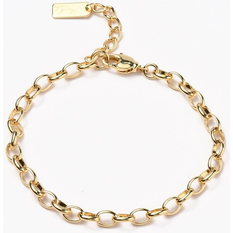Bracelet en Chaîne en Laiton avec Fermoir Mousqueton - Plaqué Or 18K — Bracelet Femme