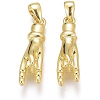 Pendentifs en laiton Mano Cornuto Main italienne plaqué or 18K
