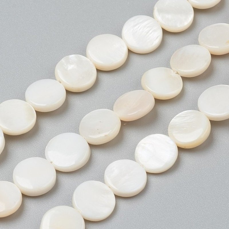 Natural Freshwater Shell Beads, Flat Round, 10x3-6mm, 39pcs/strand — Jewelry Beads