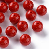 Perles Acryliques Opaques Rondes, FireBrick, 16x15mm, 220pcs/500g — Perles à bijoux