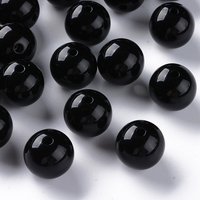 Perles rondes en acrylique opaque noires, 16x15mm, 220pcs/500g — Perles à bijoux