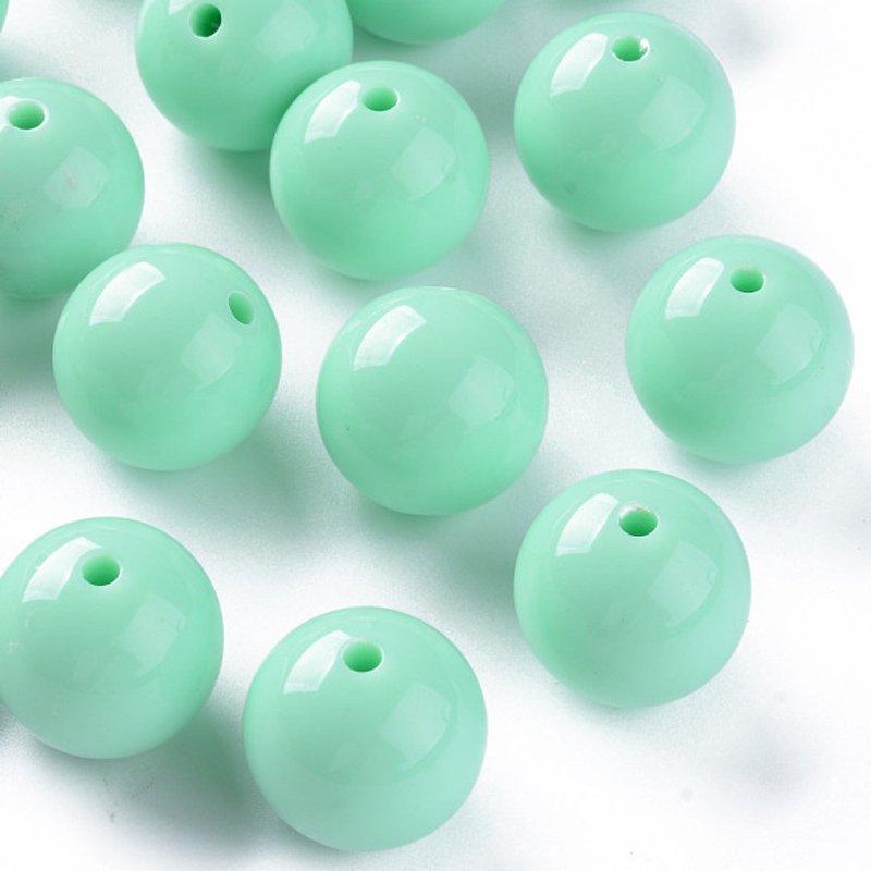 Perles Acryliques Opaques Rondes, Aquamarine, 20x19mm, 111pcs/500g — Perles à bijoux