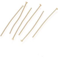 304 Stainless Steel Flat Head Pins, 24K Gold Plated, 22 Gauge