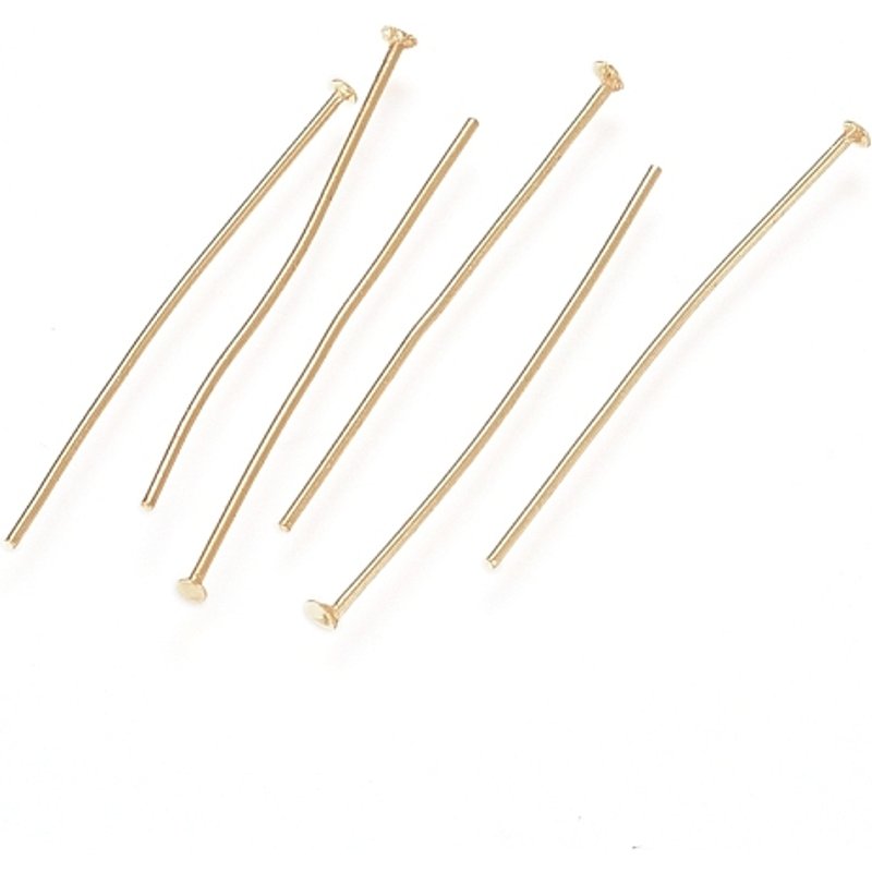 Épingles à tête plate en acier inoxydable 304, plaquées or 24K, 22 gauge — Accessoires pour bijoux