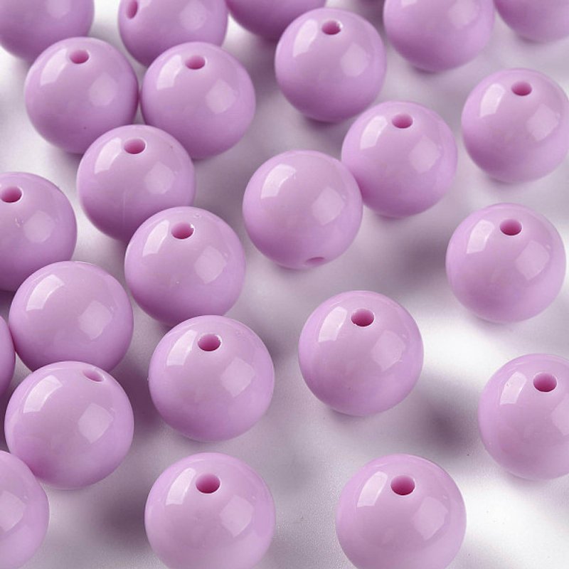 Perles Acryliques Opaques Rondes, Violet, 16x15mm, 220pcs/500g — Perles à bijoux