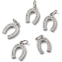 Charm en Fer à Cheval en Zircon Cubique Micro Pave CZ, Platine — Breloques et pendentifs