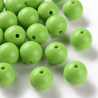 Perles Acryliques Opaques Rondes, Vert Gazon, 16x15mm, 220pcs