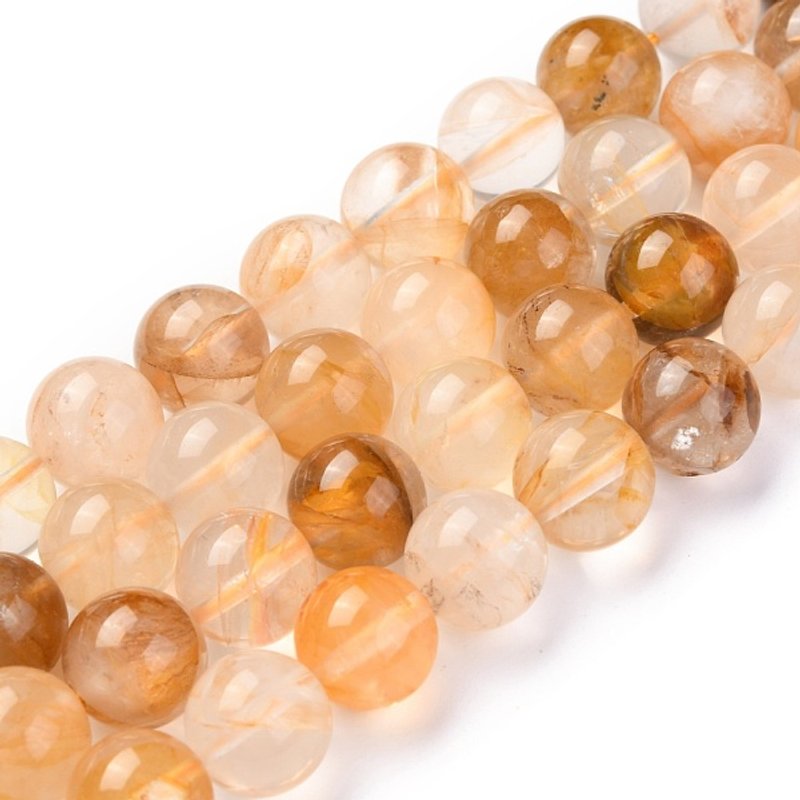 Natural Yellow Hematoid Quartz Beads Strands, 8mm, 51pcs/strand — Jewelry Beads
