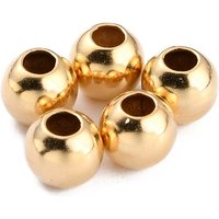 Brass Spacer Beads, Round, 24K Gold Plated, 4x3.5mm — Jewelry Beads