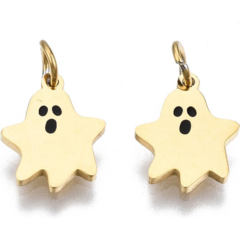 316 Surgical Stainless Steel Halloween Ghost Charms with Jump Rings — Charms & Pendants