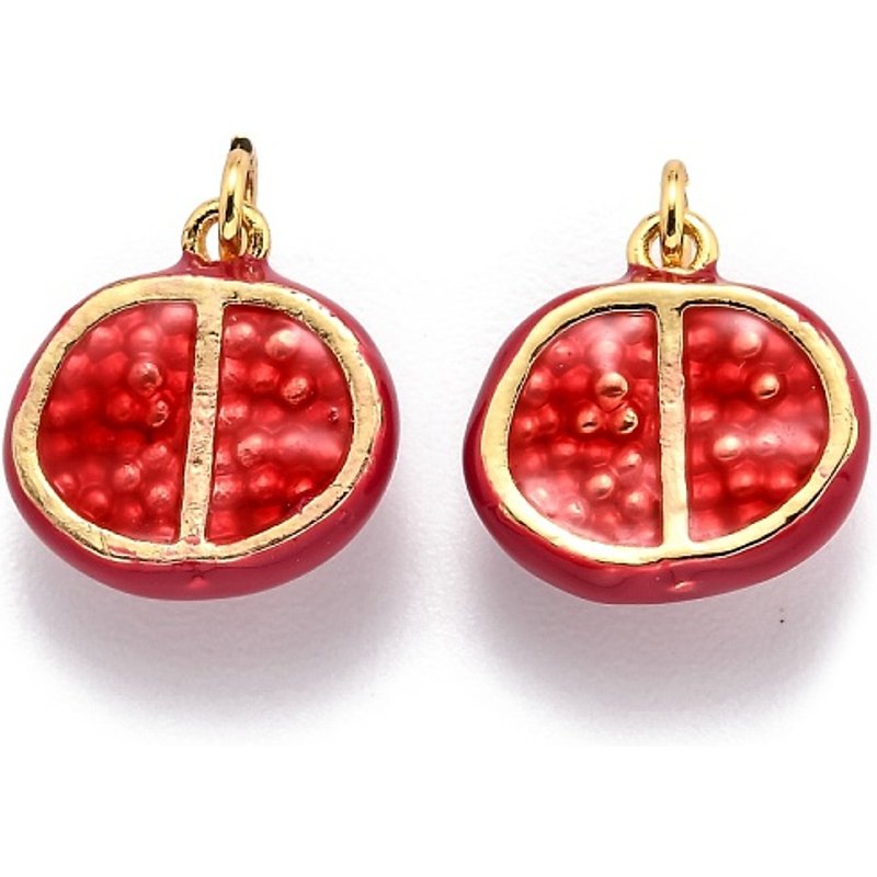 Pendentif en Émail de Grenade en Laiton, Plaqué Or 18K — Breloques et pendentifs