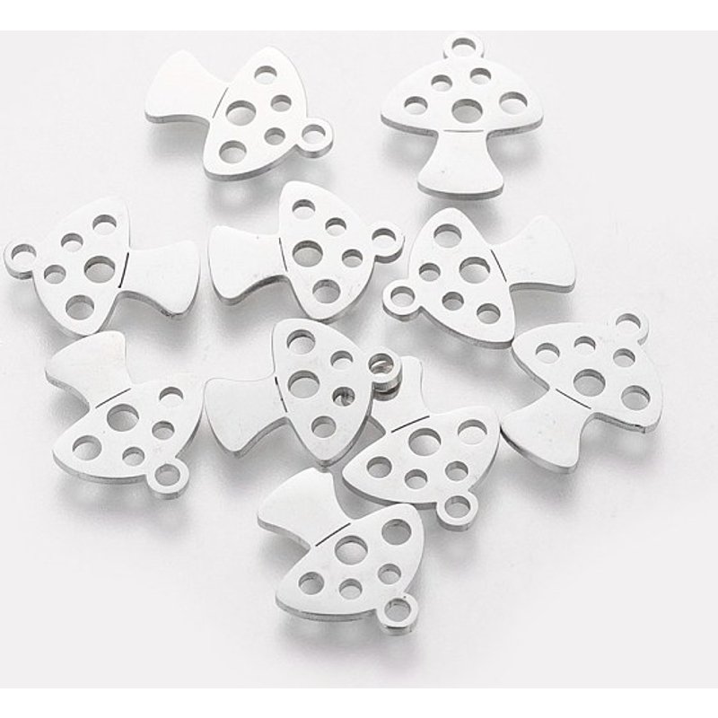 Non-Tarnish 201 Stainless Steel Mushroom Charms — Charms & Pendants