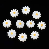Natural Freshwater Shell Beads with Enamel and Flower Design — Jewelry Beads