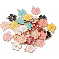Pendentif en Émail en Alliage Fleur de Sakura en Or Clair et Couleurs Mélangées — Breloques et pendentifs