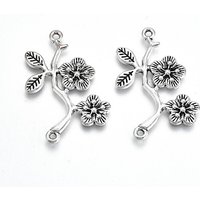 Tibetan Style Flower Alloy Links/Connector, Antique Silver