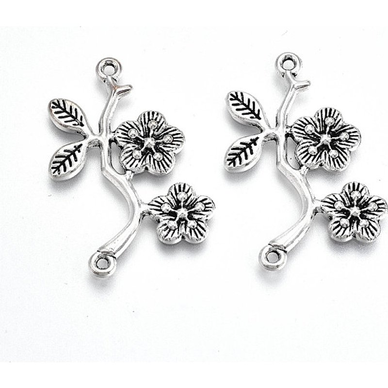 Liens/Connecteurs en Alliage de Style Tibétain, Argent Vieilli — Accessoires pour bijoux