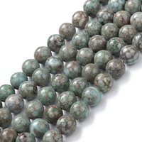 Brins de perles en Maifanite naturelle, teintées, rondes, bleu cadet, 15 pouces — Perles à bijoux