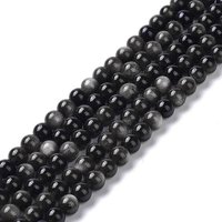 Brins de Perles d'Obsidienne Argentée Naturelle, Ronde, 6mm, 66pcs/str — Perles à bijoux