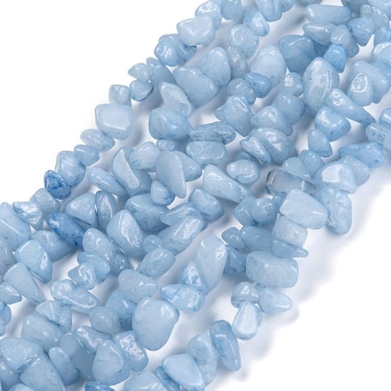 Brins de perles d'aigue-marine teintées naturelles, Chip, 3-16x3-8mm — Perles à bijoux