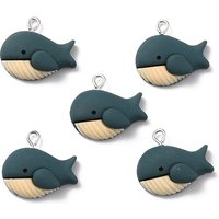 Resin Whale Pendant with Platinum Iron Peg Bail, Marine Blue