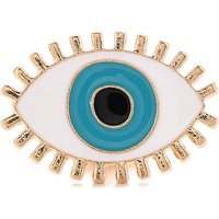 Evil Eye Enamel Brooch for Backpack Clothing in Light Gold and White