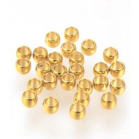 Perles Intercalaires Rondelle en Acier Inoxydable 304, Plaqué Or 24K — Perles à bijoux