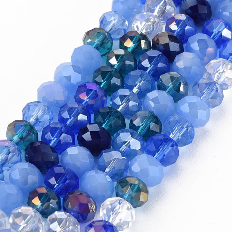 Electroplate Glass Beads Strands, AB Color Plated, Cornflower Blue — Jewelry Beads